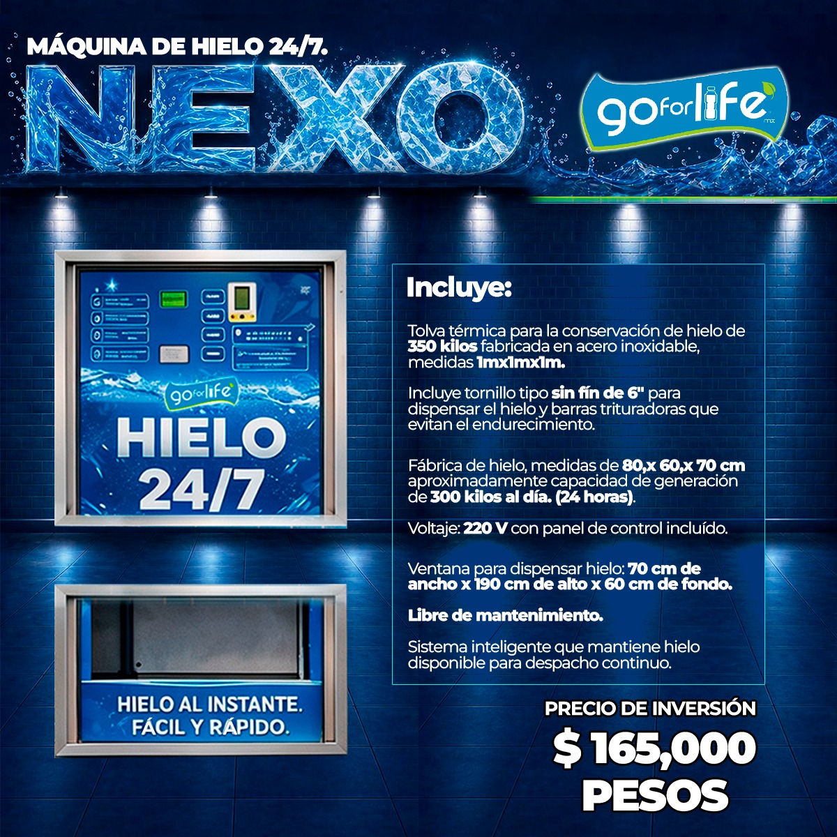 Máquina de Hielo 24/7 NEXO solo hielo